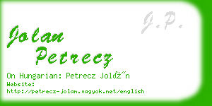 jolan petrecz business card